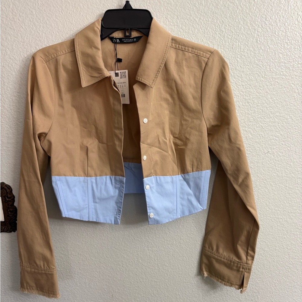ZARA Women’s Cropped Colorblock Button Jacket Size Small | New With Tags